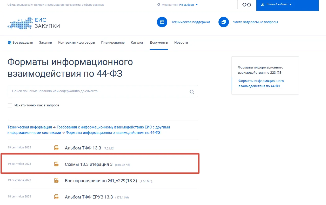 Пример отображения XSD-схемы документа ЕИС